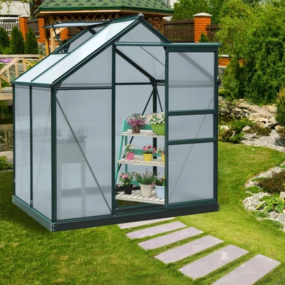 Outsunny Walk-in Plant Greenhouse For Backyard/Outdoor Use With Window And Door, Aluminum Frame, PC Board 4 Outsunny Walk-in Plant Greenhouse For Backyard/Outdoor Use With Window And Door, Aluminum Frame, PC Board - Image 2