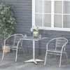 Outsunny 3 Piece Outdoor Patio Bistro Set, Slatted Aluminum Bistro Table, And Chairs, Composite Dining Table, Silver -Outsunny GUEST 003850a7 87ae 4ab7 8c8f 636e5d5700c9