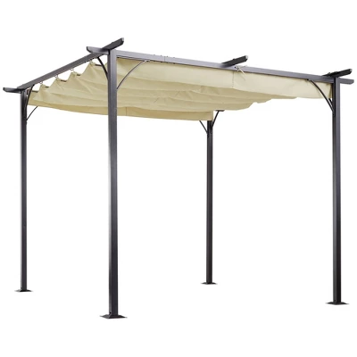 Outsunny 10' X 10' Retractable Patio Gazebo Pergola With UV Resistant Outdoor Canopy & Strong Steel Frame 10 Outsunny 10' X 10' Retractable Patio Gazebo Pergola With UV Resistant Outdoor Canopy & Strong Steel Frame - Image 8