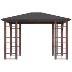 Outsunny 10' X 12' Hardtop Gazebo, Metal Roof Gazebo Canopy With Wood Grain Metal Frame For Garden, Patio, Backyard, Deck, Porch 9 Outsunny 10' X 12' Hardtop Gazebo, Metal Roof Gazebo Canopy With Wood Grain Metal Frame For Garden, Patio, Backyard, Deck, Porch -Outsunny GUEST 0241e26e 08ad 45d6 8f18 37f76c674342