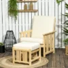 Outsunny Patio Furniture Set, Wood Outdoor Patio Chair With Ottoman, 2 Piece Cushioned Outdoor Lounge Chair, Sofa Chair With Footrest, Beige -Outsunny GUEST 02da229d b921 4bb5 94de ff736ed56ef3