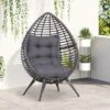 Outsunny Patio Wicker Lounge Chair With Soft Cushion, Outdoor/Indoor PE Rattan Egg Teardrop Cuddle Chair With Height Adjustable Knob For Backyard Garden Lawn Living Room -Outsunny GUEST 07d3563f 1667 4bb9 b740 923e4a78911a