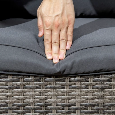 Outsunny 3-Piece Patio Bistro Set, PE Rattan Wicker Outdoor Furniture, Soft Cushions, 2 360 Swivel Rocking Chairs, 2-Tier Coffee Table 7 Outsunny 3-Piece Patio Bistro Set, PE Rattan Wicker Outdoor Furniture, Soft Cushions, 2 360 Swivel Rocking Chairs, 2-Tier Coffee Table - Image 5