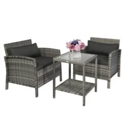 Outsunny 3 Pcs Rattan Wicker Bistro Set With Soft Cushions, Outdoor Conversation Coffee Sets With Glass Table Top And Open Storage Shelf For Patio, Backyard, Garden 13 Outsunny 3 Pcs Rattan Wicker Bistro Set With Soft Cushions, Outdoor Conversation Coffee Sets With Glass Table Top And Open Storage Shelf For Patio, Backyard, Garden -Outsunny GUEST 09182661 6fa6 495d a7f0 2f70a54a4aa2