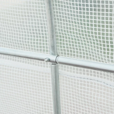 Outsunny 20' X 10' X 7' Large Walk-in Greenhouse, Steel Frame, PE Cover, 2 Doors, Outdoor Tunnel Hoop Hot House Kit, White 6 Outsunny 20' X 10' X 7' Large Walk-in Greenhouse, Steel Frame, PE Cover, 2 Doors, Outdoor Tunnel Hoop Hot House Kit, White - Image 4