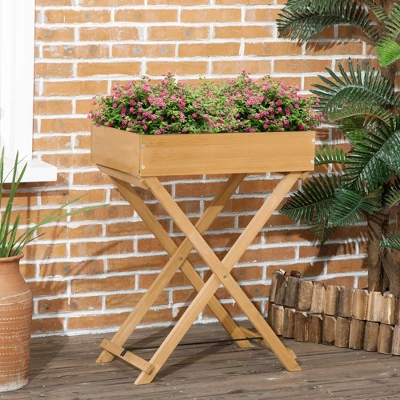 Outsunny Wooden Raised Garden Bed With 9 Pockets And Bed Liner, Elevated Planter Box With Legs For Vegetables, Flowers, And Herbs 4 Outsunny Wooden Raised Garden Bed With 9 Pockets And Bed Liner, Elevated Planter Box With Legs For Vegetables, Flowers, And Herbs - Image 2