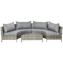 Outsunny 5-piece Half-Moon Outdoor Sectional Sofa, PE Rattan Wicker Furniture With Couch, Table & Cushions, Gray 11 Outsunny 5-piece Half-Moon Outdoor Sectional Sofa, PE Rattan Wicker Furniture With Couch, Table & Cushions, Gray -Outsunny GUEST 0ca27ecc 5d49 4dc0 8ca0 5afe6c626e1b