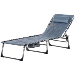Outsunny Folding Chaise Lounge Chair, Outdoor Padded Reclining Chair With 5-position Adjustable Backrest, Pillow And Pocket For Patio, Deck, Beach, Lawn And Sunbathing -Outsunny GUEST 0dd59b2f de74 4df2 8d9a a8a1a8e201a0