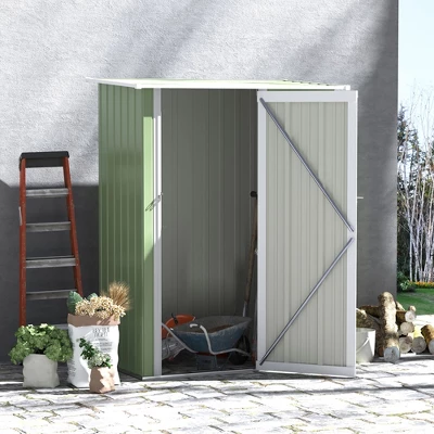 Outsunny 5' X 3' Metal Garden Storage Shed Tool House With Lockable Door For Backyard, Patio, Lawn 3 Outsunny 5' X 3' Metal Garden Storage Shed Tool House With Lockable Door For Backyard, Patio, Lawn