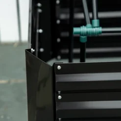 Outsunny Raised Garden Bed, Galvanized Elevated Planter Box With 2 Trellis Tomato Cages, Reinforcing Rods, 4' X 3' X 2', Black -Outsunny GUEST 13a0ab32 54b5 4a68 b64f 2c3f0114555e