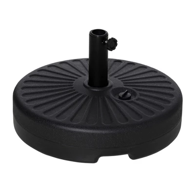 Outsunny Fillable Patio Umbrella Base Stand, Round Plastic Umbrella Holder For Outdoor, Patio, Garden, Deck And Beach, Fit Dia 38mm Pole, Black 5 Outsunny Fillable Patio Umbrella Base Stand, Round Plastic Umbrella Holder For Outdoor, Patio, Garden, Deck And Beach, Fit Dia 38mm Pole, Black - Image 3