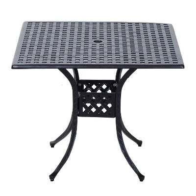 Outsunny 36" X 36" Square Patio Table With Umbrella Hole, Aluminum Outdoor Dining Table, Outdoor Bistro Table For Garden, Backyard, Porch, Black 5 Outsunny 36" X 36" Square Patio Table With Umbrella Hole, Aluminum Outdoor Dining Table, Outdoor Bistro Table For Garden, Backyard, Porch, Black - Image 3