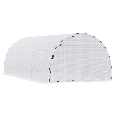 Outsunny 20' X 10' X 7' Large Walk-in Greenhouse, Steel Frame, PE Cover, 2 Doors, Outdoor Tunnel Hoop Hot House Kit, White 5 Outsunny 20' X 10' X 7' Large Walk-in Greenhouse, Steel Frame, PE Cover, 2 Doors, Outdoor Tunnel Hoop Hot House Kit, White - Image 3