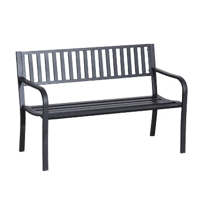 Outsunny 50" Garden Park Bench, Slatted Steel Outdoor Decorative Loveseat For Patio Lawn 5 Outsunny 50" Garden Park Bench, Slatted Steel Outdoor Decorative Loveseat For Patio Lawn - Image 3