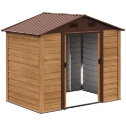 Outsunny 8' X 6' Metal Outdoor Storage Shed With Double Doors And Four Ventilation For Patio Furniture, Garden Tools, Backyard Lawn, Brown 9 Outsunny 8' X 6' Metal Outdoor Storage Shed With Double Doors And Four Ventilation For Patio Furniture, Garden Tools, Backyard Lawn, Brown -Outsunny GUEST 185d042a 55a4 41dc a0f4 441b2646683a