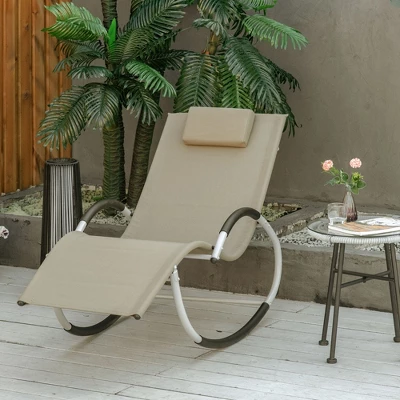 Outsunny Rocking Chair, Zero Gravity Patio Chaise Garden Sun Lounger, Outdoor Reclining Rocker Lounge Chair With Detachable Pillow For Lawn, Patio Or Pool 4 Outsunny Rocking Chair, Zero Gravity Patio Chaise Garden Sun Lounger, Outdoor Reclining Rocker Lounge Chair With Detachable Pillow For Lawn, Patio Or Pool - Image 2