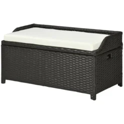 Outsunny Storage Bench Rattan Wicker Garden Deck Box Bin With Interior Waterproof Bag And Comfy Cushion, Cream White 9 Outsunny Storage Bench Rattan Wicker Garden Deck Box Bin With Interior Waterproof Bag And Comfy Cushion, Cream White -Outsunny GUEST 193afbb3 48b7 4ba5 af2c 9e00c8f5cae8