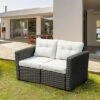 Outsunny 2 Piece Patio Wicker Corner Sofa Set, Outdoor PE Rattan Furniture, With Curved Armrests And Padded Cushions For Balcony, Garden, Or Lawn, Lawn -Outsunny GUEST 19c182cf b3ed 4dce 95be 62379d676d4d