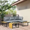 Outsunny 3 Piece Patio Furniture Set, Outdoor Sofa Set With Chaise Lounge & Loveseat, Soft Cushions, Woodgrain Plastic Table, L-Shaped Sectional, Gray 2 Outsunny 3 Piece Patio Furniture Set, Outdoor Sofa Set With Chaise Lounge & Loveseat, Soft Cushions, Woodgrain Plastic Table, L-Shaped Sectional, Gray -Outsunny GUEST 19d6d769 3535 424f 816b 0f481e183d57