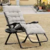 Outsunny Padded Zero Gravity Chair, Folding Recliner Chair, Patio Lounger With Cup Holder, Cushion For Outdoor, Patio, Deck, And Poolside, Gray