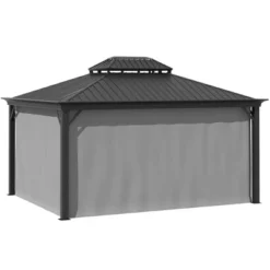 Outsunny Patio Gazebo 15.9' X 12', Netting & Curtains, 2 Tier Double Vented Steel Roof, Hardtop, Ceiling Hooks, Rust Proof Aluminum, Gray -Outsunny GUEST 1e6a27fc acb5 4be1 84d4 31c3a939a1fd