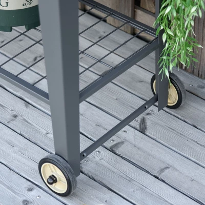 Outsunny 41" X 15" X 32" Raised Garden Bed Elevated With 2 Wheels, Bottom Shelf For Storing Tools, & Water Drainage Hole 7 Outsunny 41" X 15" X 32" Raised Garden Bed Elevated With 2 Wheels, Bottom Shelf For Storing Tools, & Water Drainage Hole - Image 5