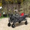 Outsunny Collapsible Wagon, Graden Carts With Wheels, Adjustable Handle, Folding Table And Cup Holders, Dark Gray -Outsunny GUEST 200688ac 159a 46dd 94e1 cd186c748051