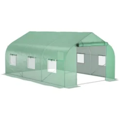 Outsunny 9.8' X 11.4' X 6.8' Outdoor Walk-In Tunnel Greenhouse Hot House With Roll-up Windows, Zippered Door, PE Cover, Green 10 Outsunny 9.8' X 11.4' X 6.8' Outdoor Walk-In Tunnel Greenhouse Hot House With Roll-up Windows, Zippered Door, PE Cover, Green -Outsunny GUEST 205112cd bc2a 4564 9861 5f5e7a8e55dc