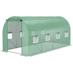 Outsunny Extra-Large Walk-in Tunnel Hoop Greenhouse, PE Cover, Steel, Roll-Up Zipper Door & Windows For Flowers, Vegetables, Tropical Plants, Green 10 Outsunny Extra-Large Walk-in Tunnel Hoop Greenhouse, PE Cover, Steel, Roll-Up Zipper Door & Windows For Flowers, Vegetables, Tropical Plants, Green -Outsunny GUEST 20f3576e 8bfd 4546 a7cc 000c161d4e0d