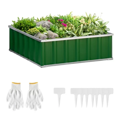 Outsunny 3x3ft Galvanized Raised Garden Bed, Steel Planter For Outdoor Plants, No Bottom W/ A Pairs Of Glove For Backyard, Patio To Grow Vegetables, Herbs, And Flowers 9 Outsunny 3x3ft Galvanized Raised Garden Bed, Steel Planter For Outdoor Plants, No Bottom W/ A Pairs Of Glove For Backyard, Patio To Grow Vegetables, Herbs, And Flowers - Image 7