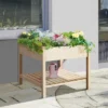 Outsunny 36'' X 36'' Raised Garden Bed With Storage Shelf, 2 Tiers Elevated Wooden Planter Box Stand For Vegetable Flower Herb, Patio And Balcony