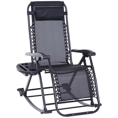 Outsunny Zero Gravity Reclining Rocking Chair, Lounge Rocker, Folding, Pillow, Side Tray, Cup And Phone Holder 10 Outsunny Zero Gravity Reclining Rocking Chair, Lounge Rocker, Folding, Pillow, Side Tray, Cup And Phone Holder - Image 8