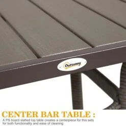 Outsunny 3 PCS Rattan Wicker Bar Set With Wood Grain Top Table And 2 Bar Stools For Outdoor, Patio, Poolside, Garden 16 Outsunny 3 PCS Rattan Wicker Bar Set With Wood Grain Top Table And 2 Bar Stools For Outdoor, Patio, Poolside, Garden -Outsunny GUEST 26cf74ca 0c89 4e32 9d04 7439931e4701