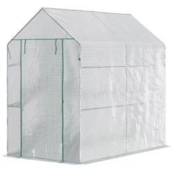 Outsunny 47.25" X 73.25" X 74.25" Walk-in Greenhouse, Outdoor Portable Plant Flower Growing Warm House With Roll-up Door And 4 Shelves, White 9 Outsunny 47.25" X 73.25" X 74.25" Walk-in Greenhouse, Outdoor Portable Plant Flower Growing Warm House With Roll-up Door And 4 Shelves, White -Outsunny GUEST 2762622c ce78 40bb b434 6cc799597647