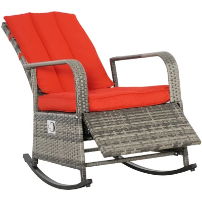 Outsunny Outdoor Rattan Wicker Rocking Chair Patio Recliner With Soft Cushion, Adjustable Footrest, Max. 135 Degree Backrest 11 Outsunny Outdoor Rattan Wicker Rocking Chair Patio Recliner With Soft Cushion, Adjustable Footrest, Max. 135 Degree Backrest - Image 9
