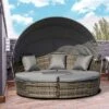 Outsunny 4-piece Cushioned Outdoor Rattan Wicker Round Sunbed Or Conversational Sofa Set With Sun Canopy For Lawn Garden Backyard Poolside, Gray 1 Outsunny 4-piece Cushioned Outdoor Rattan Wicker Round Sunbed Or Conversational Sofa Set With Sun Canopy For Lawn Garden Backyard Poolside, Gray -Outsunny GUEST 2880fd0b 2c61 46e6 93f1 9350a1757ee8