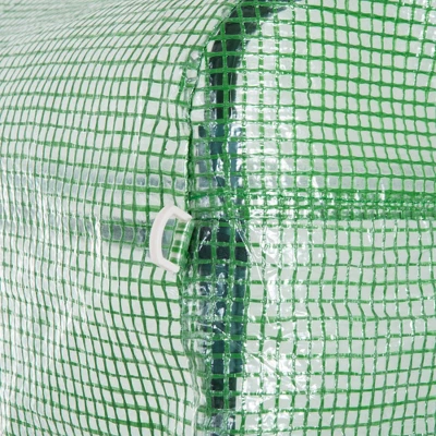 Outsunny 6' X 6' X 6' Tunnel Greenhouse Outdoor Walk-In Hot House With Roll-up Plastic Cover And Zippered Door, Steel Frame, Green 7 Outsunny 6' X 6' X 6' Tunnel Greenhouse Outdoor Walk-In Hot House With Roll-up Plastic Cover And Zippered Door, Steel Frame, Green - Image 5