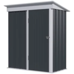 Outsunny 5' X 3' Steel Outdoor Storage Shed, Small Lean-to Shed For Garden, Tools, Tiny Metal Garage, Floor Base, Shelf, Lock, Dark Gray 9 Outsunny 5' X 3' Steel Outdoor Storage Shed, Small Lean-to Shed For Garden, Tools, Tiny Metal Garage, Floor Base, Shelf, Lock, Dark Gray -Outsunny GUEST 29397d3d dad8 457d b86d 6901a7d38ff3