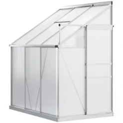 Outsunny 6' X 4' Aluminum Lean-to Greenhouse Polycarbonate Walk-in Garden Greenhouse With Adjustable Roof Vent, Rain Gutter And Sliding Door -Outsunny GUEST 29b68d6a 1cb4 4c82 a10c 0d820fca8210