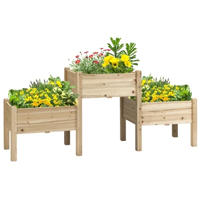 Outsunny 73" X 18" X 32" 3 Tier Raised Garden Bed W/ Three Elevated Planter Box, Freestanding Wooden Plant Stand For Vegetables, Herb And Flowers 9 Outsunny 73" X 18" X 32" 3 Tier Raised Garden Bed W/ Three Elevated Planter Box, Freestanding Wooden Plant Stand For Vegetables, Herb And Flowers - Image 7