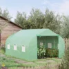 Outsunny 12' X 10' X 7' Outdoor Walk-In Tunnel Greenhouse Hot House With Roll-up Windows, Zippered Door, PE Cover, Green