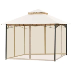 Outsunny 10'x10' Outdoor Patio Gazebo Canopy Metal Canopy Tent With 2-Tier Roof And Mesh Netting For Backyard 12 Outsunny 10'x10' Outdoor Patio Gazebo Canopy Metal Canopy Tent With 2-Tier Roof And Mesh Netting For Backyard -Outsunny GUEST 2f837f7e db26 4828 ab4d daf0202ae2ed