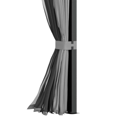 Outsunny 10' X 10' Metal Hardtop Gazebo With Mesh Sidewalls & Curtains, Double Roof Pavilion For Patio, Backyard, Deck, Porch, Gray 6 Outsunny 10' X 10' Metal Hardtop Gazebo With Mesh Sidewalls & Curtains, Double Roof Pavilion For Patio, Backyard, Deck, Porch, Gray - Image 4