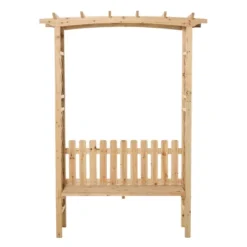 Outsunny Wooden Trellis Arbor Arch For Climbing Plants With Garden Bench, Grow Grapes & Vines, Patio Decor & 2-Person Seating, Natural -Outsunny GUEST 31ec03ab 65cf 4eb0 97c2 6fccd87aaf9d