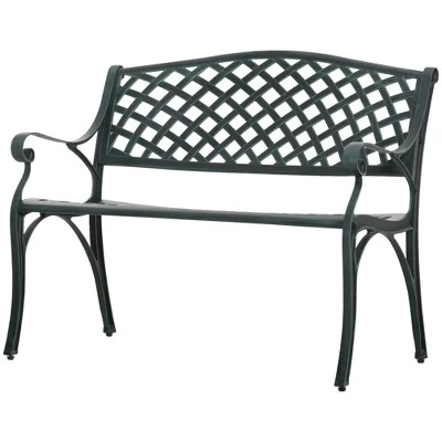 Outsunny Cast Aluminium Garden Bench 2 Seater Antique Loveseat For Outdoor Patio Porch Park, Verdigris 5 Outsunny Cast Aluminium Garden Bench 2 Seater Antique Loveseat For Outdoor Patio Porch Park, Verdigris - Image 3