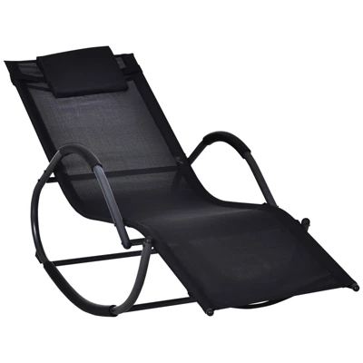 Outsunny Rocking Chair, Zero Gravity Patio Chaise Sun Lounger, Outdoor Rocker, Glider Lounge Chair, UV Water Resistant With Pillow, For Lawn, Garden Or Pool 10 Outsunny Rocking Chair, Zero Gravity Patio Chaise Sun Lounger, Outdoor Rocker, Glider Lounge Chair, UV Water Resistant With Pillow, For Lawn, Garden Or Pool - Image 8