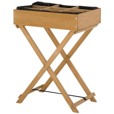 Outsunny Wooden Raised Garden Bed With 9 Pockets And Bed Liner, Elevated Planter Box With Legs For Vegetables, Flowers, And Herbs 5 Outsunny Wooden Raised Garden Bed With 9 Pockets And Bed Liner, Elevated Planter Box With Legs For Vegetables, Flowers, And Herbs - Image 3