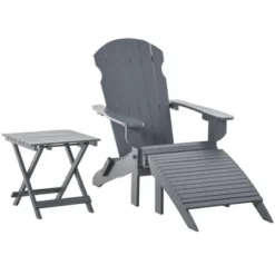 Outsunny 3-Piece Folding Adirondack Chair Set With Ottoman And Side Table, Outdoor Wooden Accent Furniture Fire Pit Lounge Chairs For Patio -Outsunny GUEST 3d9d3234 6670 4403 be3d d8138901e42a