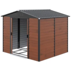 Outsunny 94.5" X 81" Outdoor Storage Shed, Galvanized Steel Metal Garden Shed With Double Sliding Lockable Door, Floor Frame, Vents, Teak 9 Outsunny 94.5" X 81" Outdoor Storage Shed, Galvanized Steel Metal Garden Shed With Double Sliding Lockable Door, Floor Frame, Vents, Teak -Outsunny GUEST 3dacf03b 317e 4e66 8f84 40d1fb8c5048
