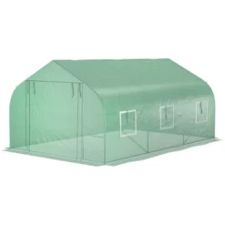 Outsunny 9.8' X 11.4' X 6.8' Outdoor Walk-In Tunnel Greenhouse Hot House With Roll-up Windows, Zippered Door, PE Cover, Green 9 Outsunny 9.8' X 11.4' X 6.8' Outdoor Walk-In Tunnel Greenhouse Hot House With Roll-up Windows, Zippered Door, PE Cover, Green -Outsunny GUEST 40a2d219 2b87 45eb 8af8 262bf1bf9793